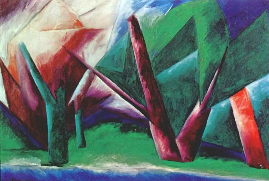 Наталья Гончарова. Лес. Красно-зеленое